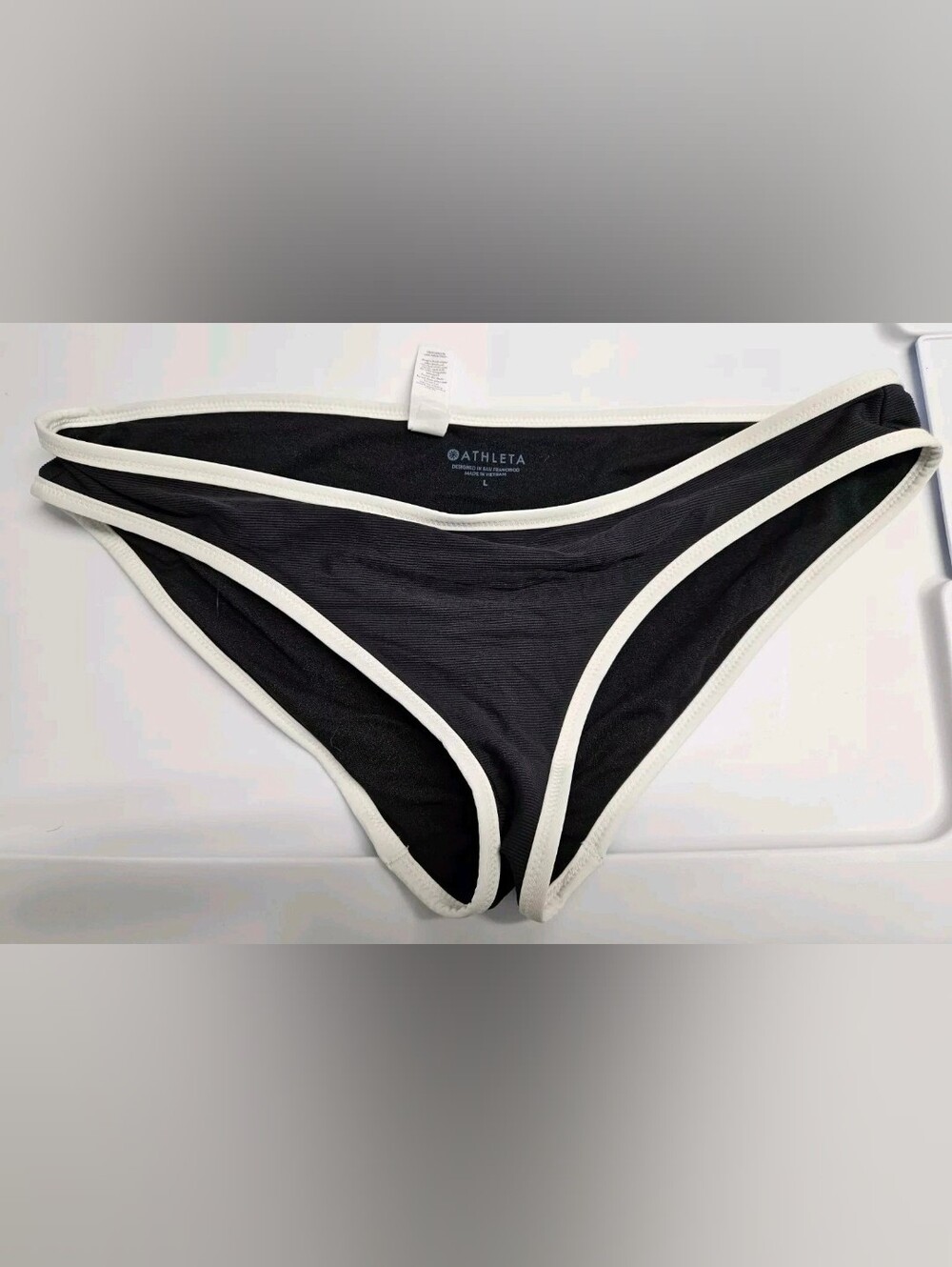 Athleta Clean Bound Bikini Bottom Black White Women's #405798 - Size Large
